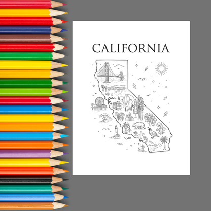 The 50 States: A Relaxing USA Travel Coloring Book
