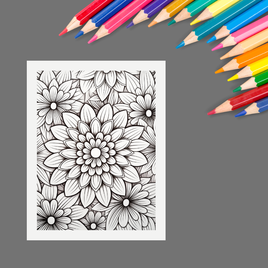 Serenity in Bloom: An Adult Coloring Book of Gorgeous Flower Patterns