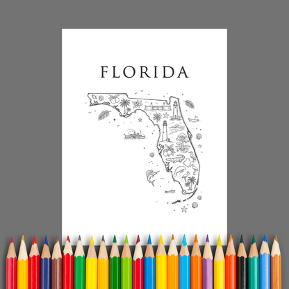 The 50 States: A Relaxing USA Travel Coloring Book