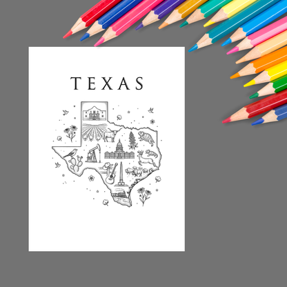 The 50 States: A Relaxing USA Travel Coloring Book