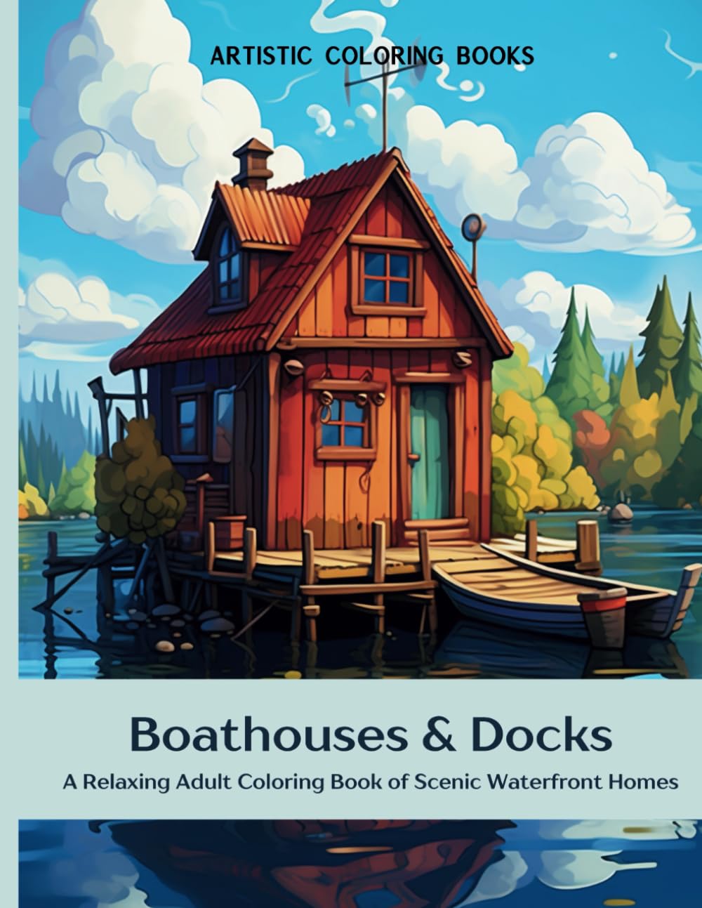 Boathouses & Docks: A Relaxing Adult Coloring Book of Scenic Waterfront Homes