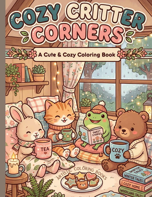 Cozy Critter Corners: A Cute & Cozy Coloring Book