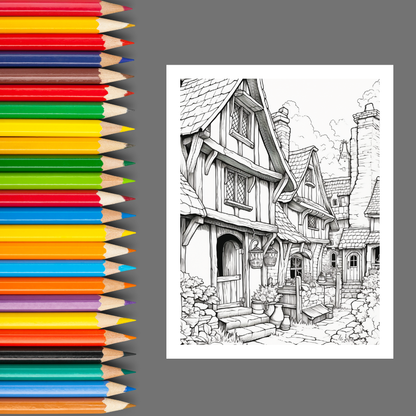 Countryside Cottages: A Coloring Book of Charming Retreats
