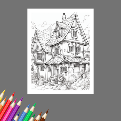 Countryside Cottages: A Coloring Book of Charming Retreats