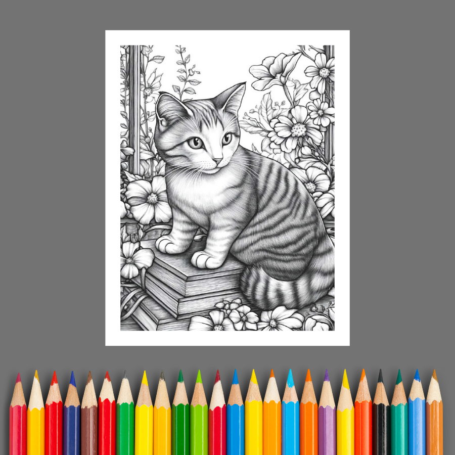 Garden Cats: A Whimsical Coloring Book of Felines and Flowers