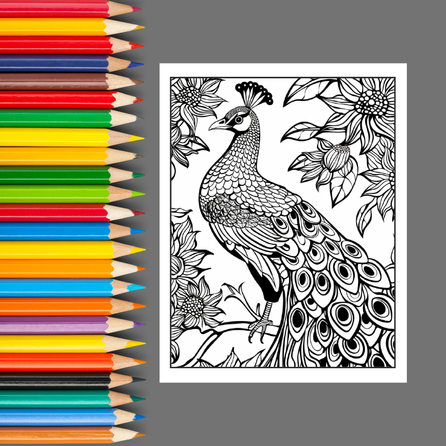 Peacock Elegance: An Adult Coloring Book of Majestic Birds