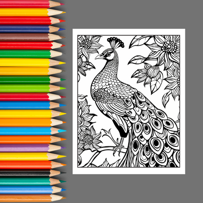 Peacock Elegance: An Adult Coloring Book of Majestic Birds