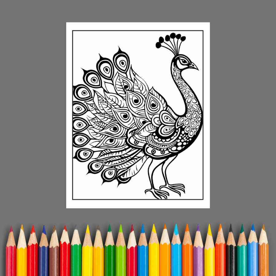 Peacock Elegance: An Adult Coloring Book of Majestic Birds