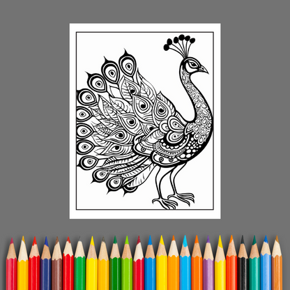 Peacock Elegance: An Adult Coloring Book of Majestic Birds