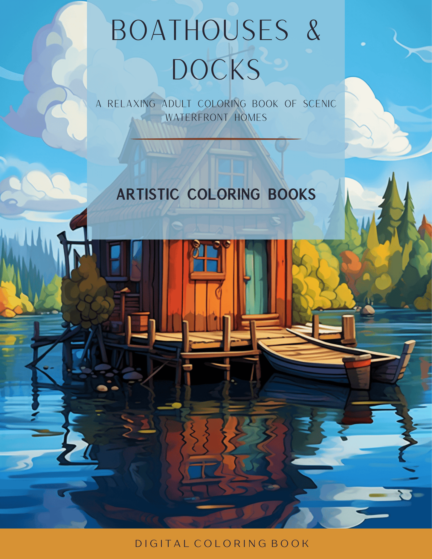 Boathouses & Docks: A Relaxing Adult Coloring Book of Scenic Waterfront Homes