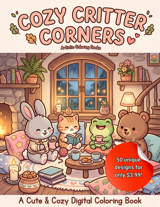 Cozy Critter Corners: A Cute & Cozy Coloring Book