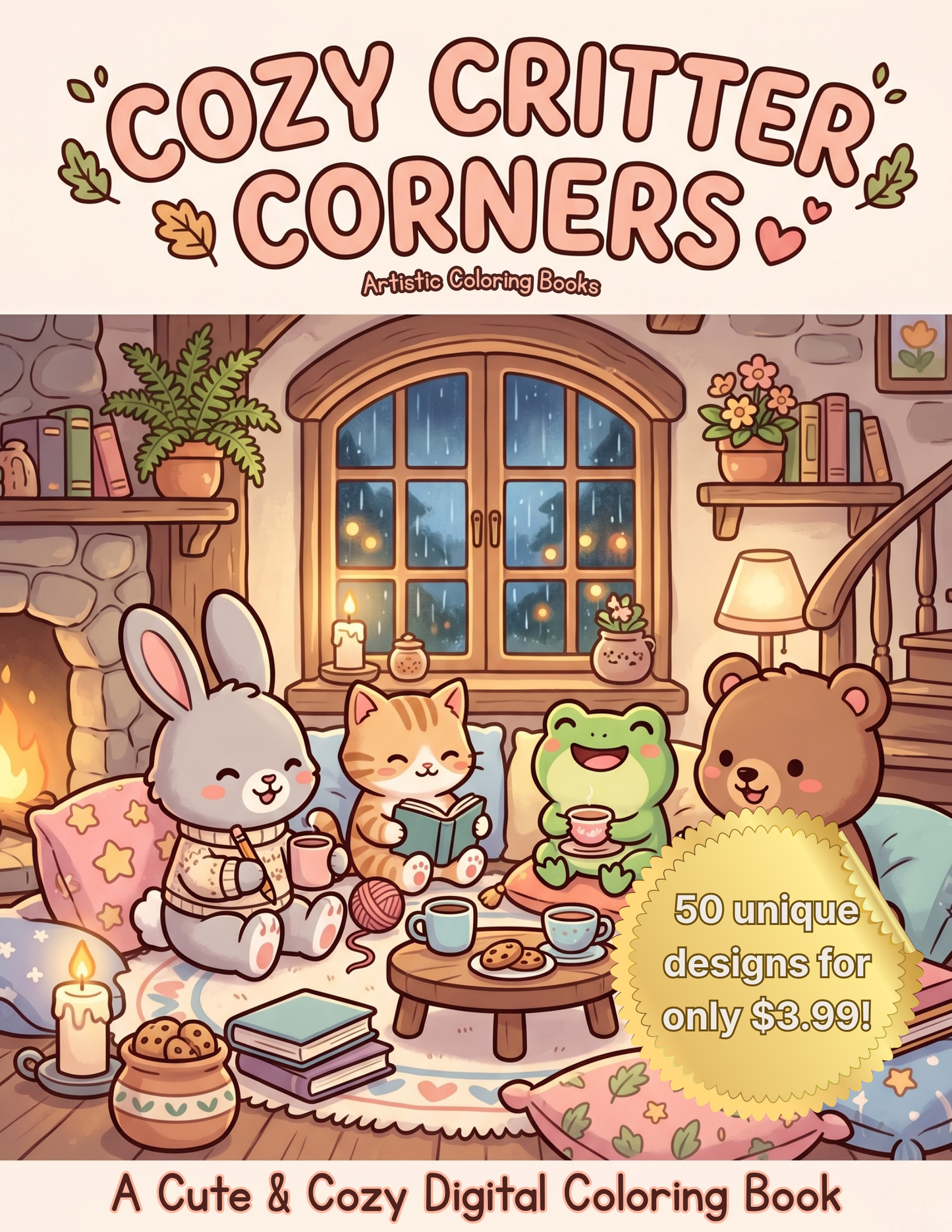 Cozy Critter Corners: A Cute & Cozy Coloring Book